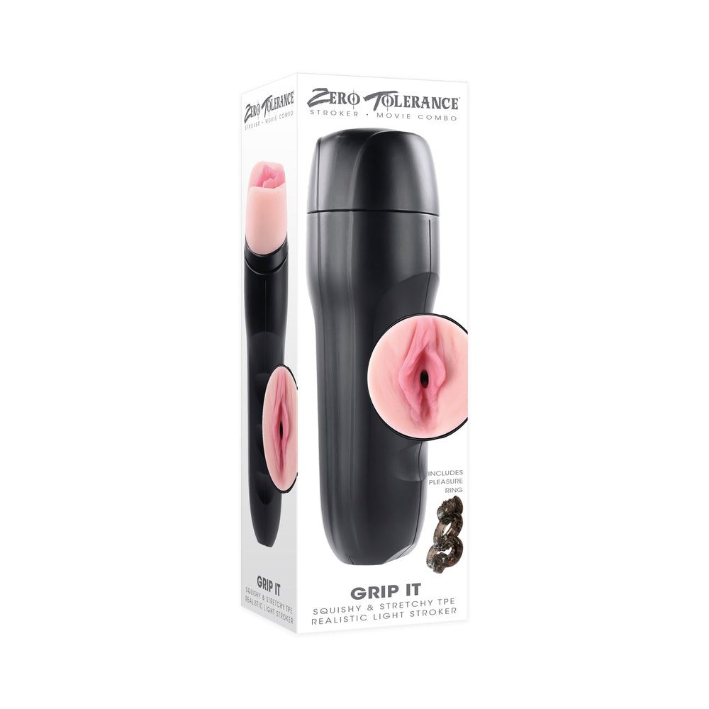 ZERO TOLERANCE - GRIP IT REALISTIC VAGINA STROKER WITH MOVIE DOWNLOAD BEIGE