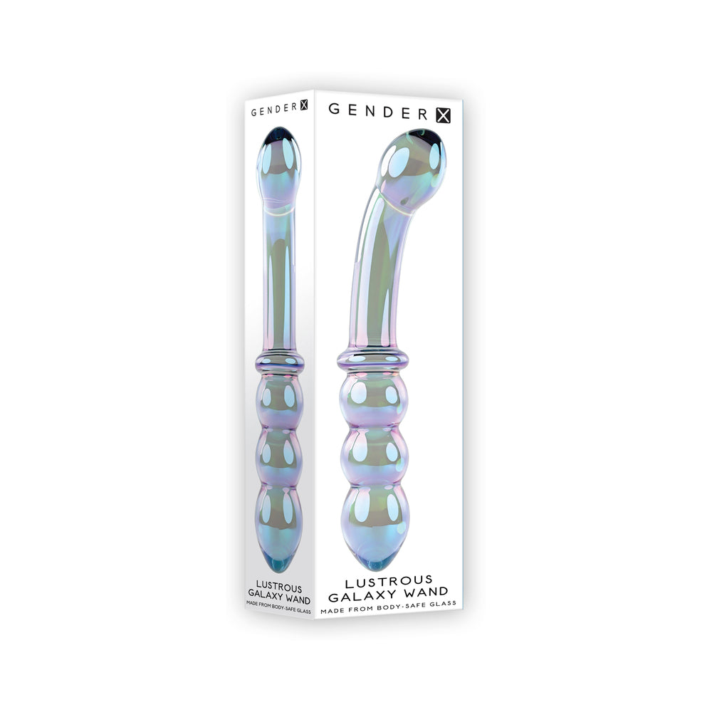 GENDER X - VARINHA LUSTROUS GALAXY 18,5 CM DILDO DE VIDRO DE PONTA DUPLA MULTICOR
