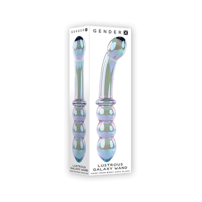 GENDER X - VARINHA LUSTROUS GALAXY 18,5 CM DILDO DE VIDRO DE PONTA DUPLA MULTICOR