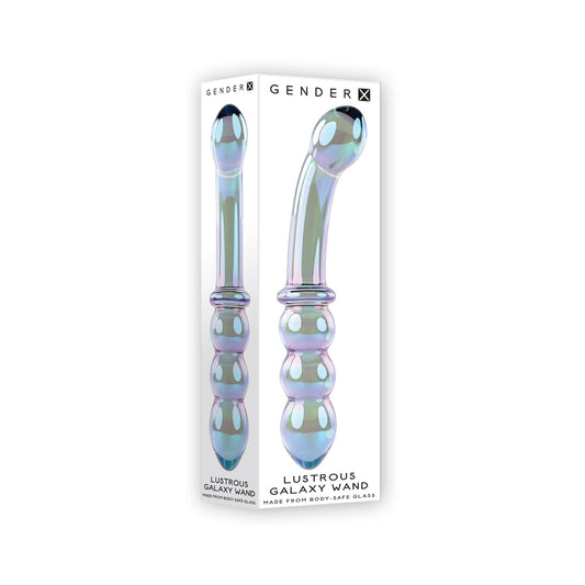 GENDER X - LUSTROUS GALAXY WAND 7.3 IN. DUAL-ENDED GLASS DILDO MULTI-COLOR