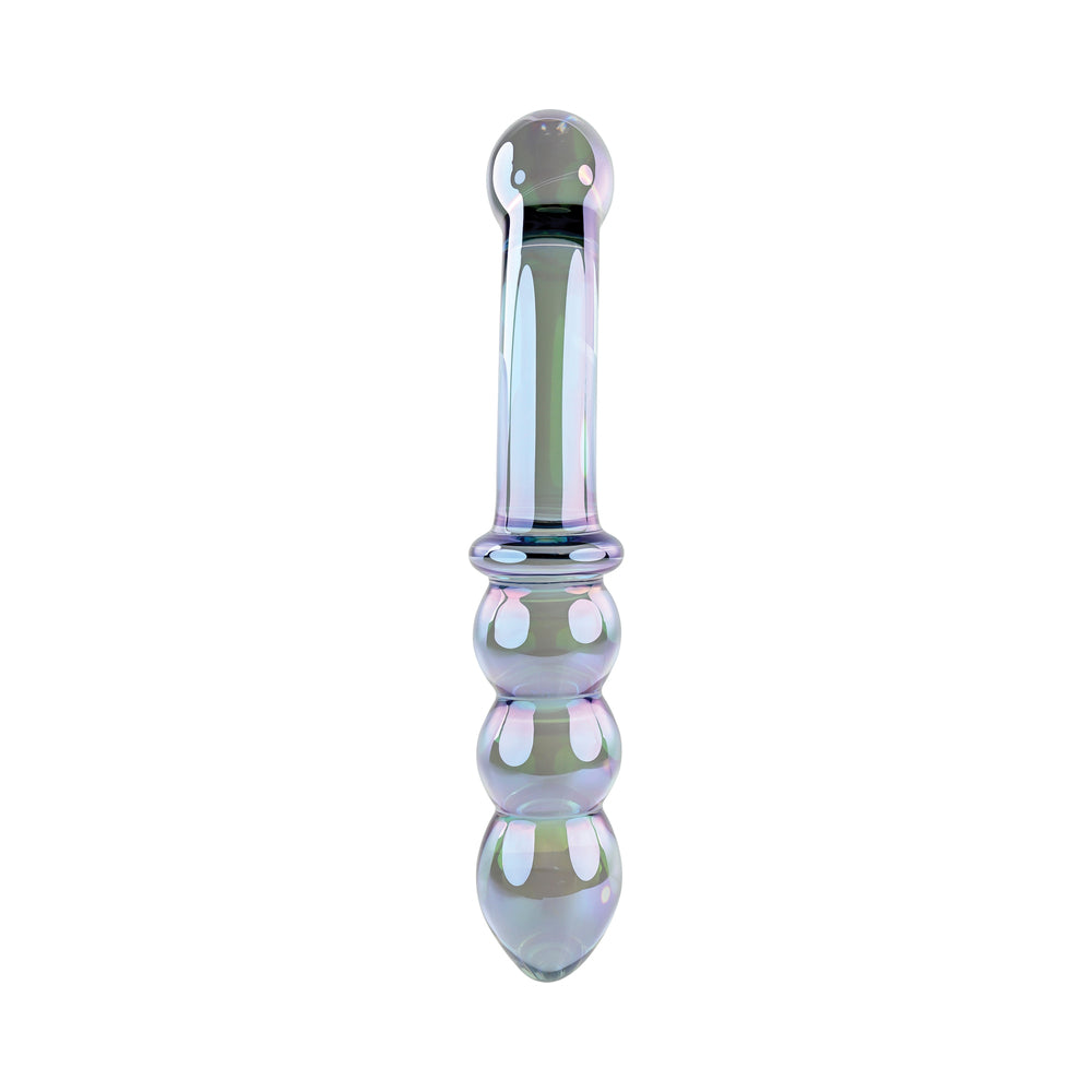 GENDER X - VARINHA LUSTROUS GALAXY 18,5 CM DILDO DE VIDRO DE PONTA DUPLA MULTICOR