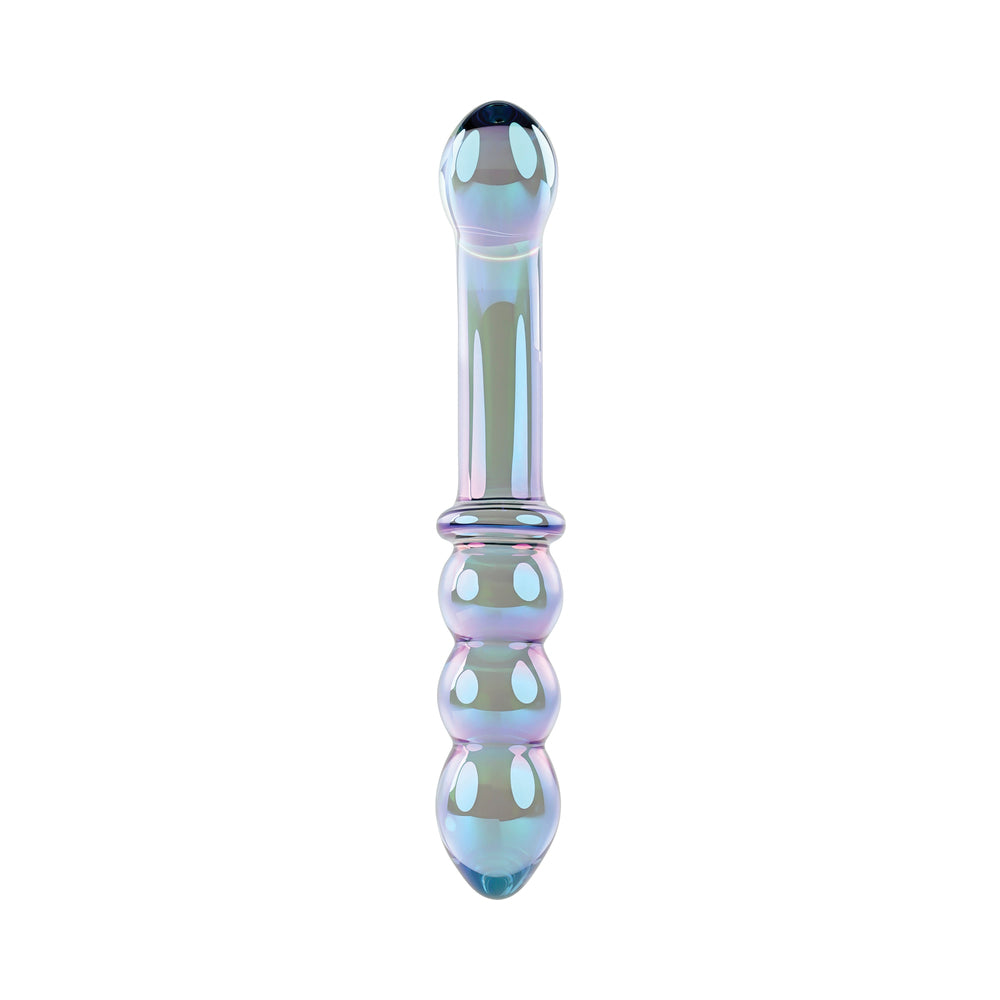 GENDER X - VARINHA LUSTROUS GALAXY 18,5 CM DILDO DE VIDRO DE PONTA DUPLA MULTICOR