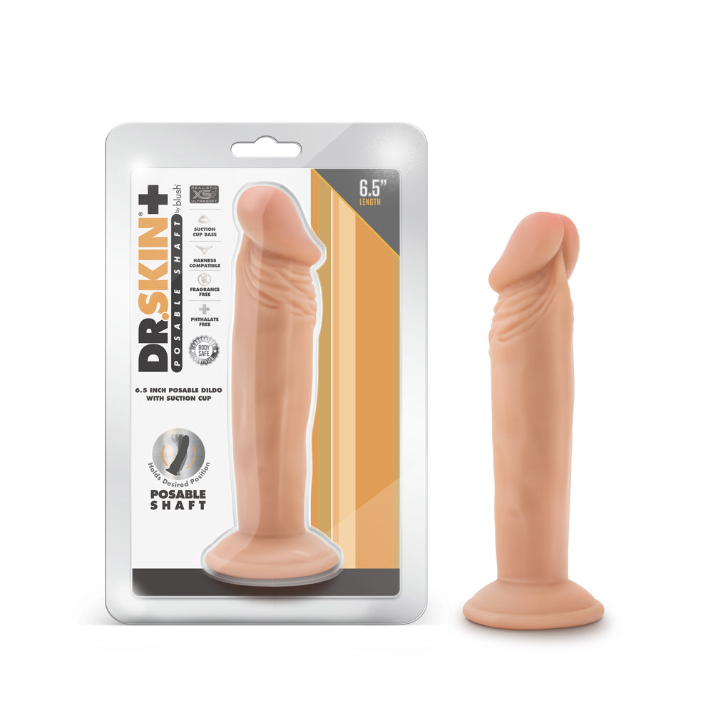 BLUSH - DR. SKIN PLUS REALISTIC 6 IN. TRIPLE DENSITY POSABLE DILDO BEIGE