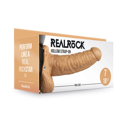 SHOTS - REALROCK REALISTIC 7 IN. STRAP-ON OCO COM TESTÍCULOS COR BEGE