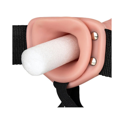 SHOTS - REALROCK REALISTIC 8 IN. HOLLOW STRAP-ON BEIGE