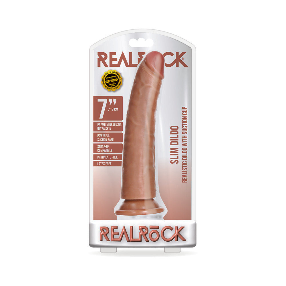 SHOTS - REALROCK REALISTIC 7 IN. SLIM DILDO WITH