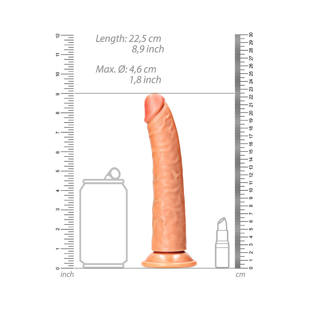SHOTS - REALROCK REALISTIC 8 IN. SLIM DILDO WITH SUCTION CUP TAN
