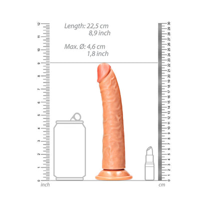 SHOTS - REALROCK REALISTIC 8 IN. SLIM DILDO WITH SUCTION CUP TAN