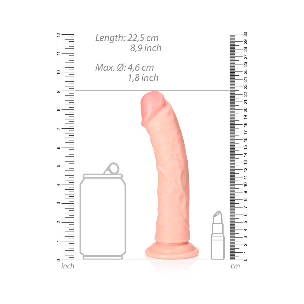 SHOTS - REALROCK REALISTIC 8 IN. CURVED DILDO WITH SUCTION CUP BEIGE