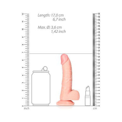SHOTS - REALROCK REALISTIC 6 IN. CURVED DILDO WITH BALLS AND SUCTION CUP FLESH
