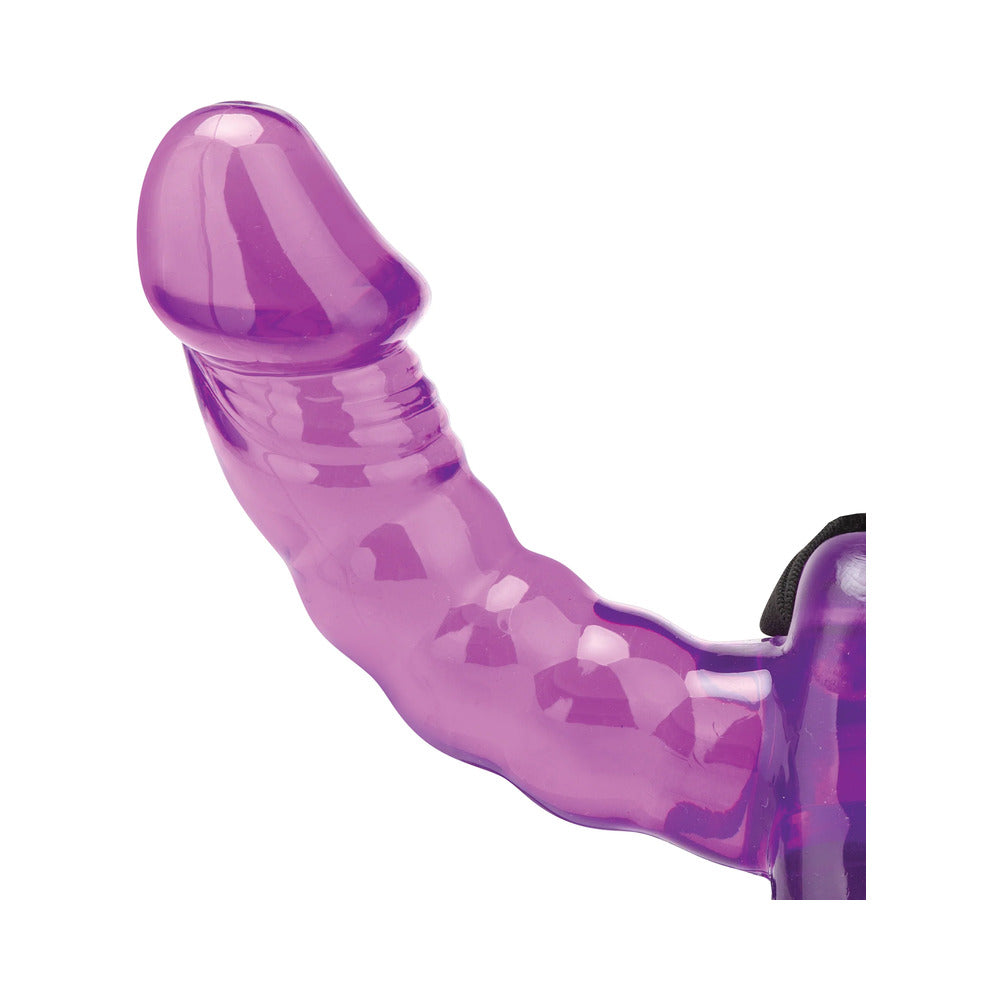ELECTRIC EEL - LUX FETISH PLEASURE FOR 2 DOUBLE-ENDED STRAP-ON VIBRATING DOUBLE DILDO PURPLE
