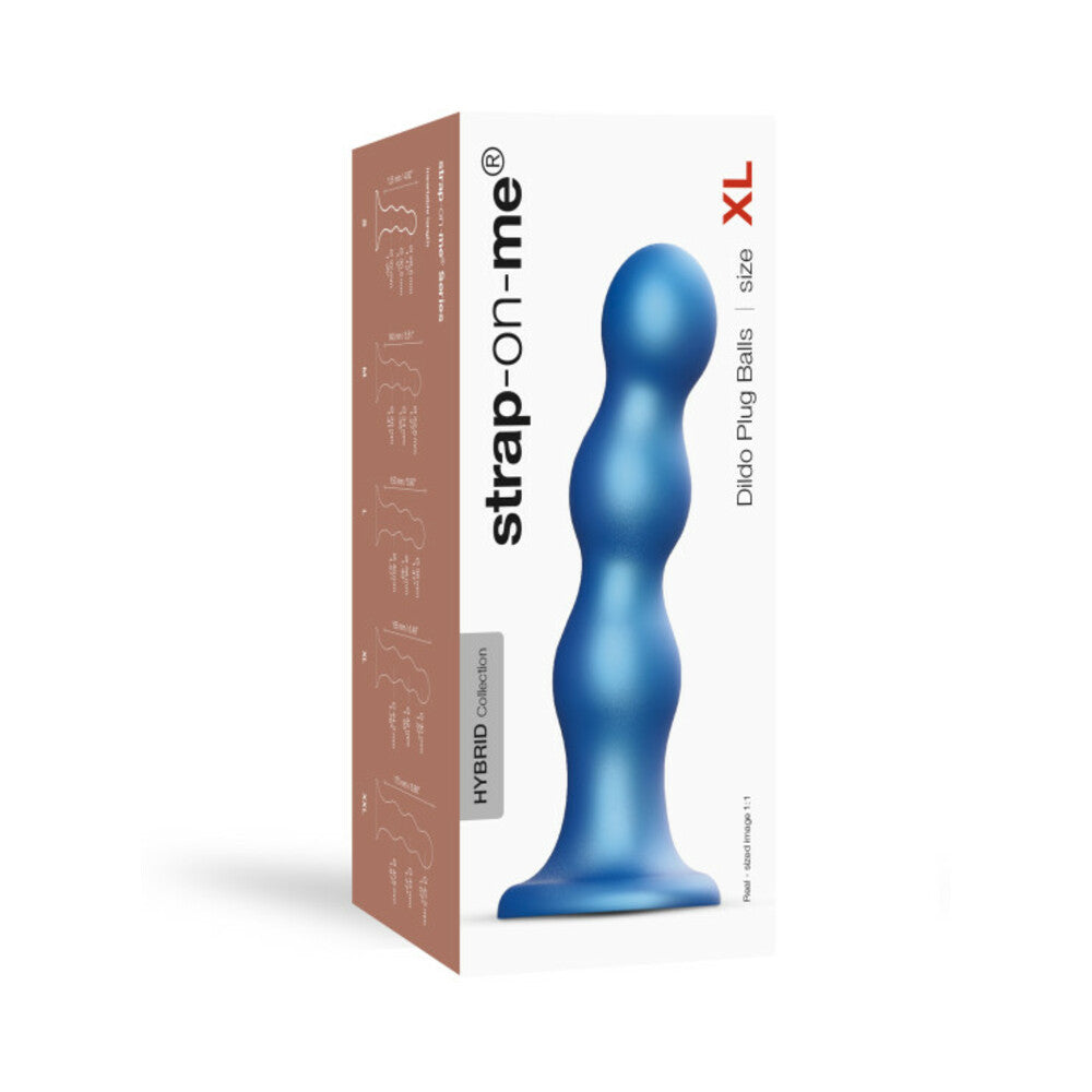 LOVELY PLANET - STRAP-ON-ME HYBRID COLLECTION SILICONE DILDO PLUG BALLS METALLIC BLUE X-LARGE