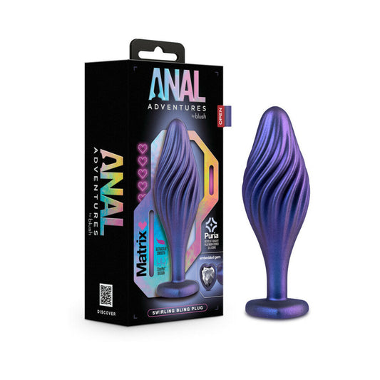 BLUSH - ANAL ADVENTURES MATRIX SILICONE SWIRLING BLING PLUG SAPPHIRE