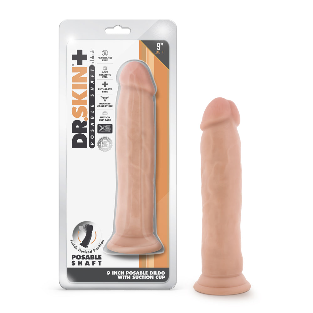 BLUSH - DR. SKIN THICK 9 IN. TRIPLE DENSITY POSABLE DILDO