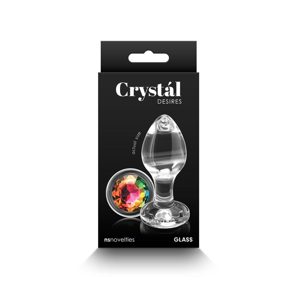 NS NOVELTIES - CRYSTAL DESIRES RAINBOW GEM GLASS PLUG MEDIUM