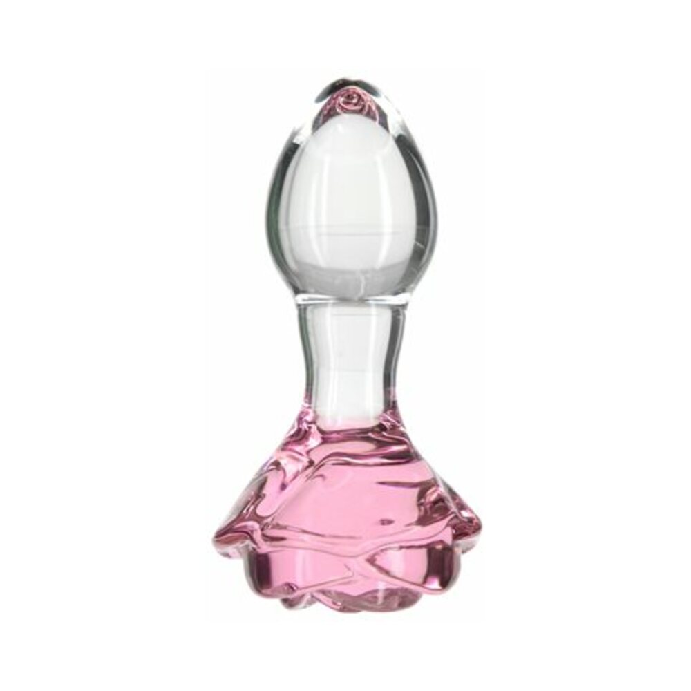 BMS - PILLOW TALK ROSY GLASS ANAL PLUG WITH PINK ROSE BASE