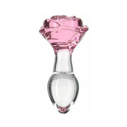 BMS - PILLOW TALK ROSY GLASS ANAL PLUG WITH PINK ROSE BASE