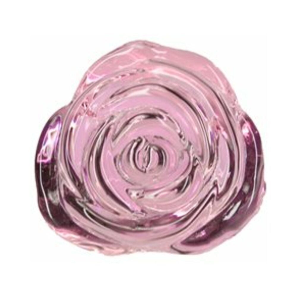 BMS - PILLOW TALK ROSY GLASS ANAL PLUG WITH PINK ROSE BASE