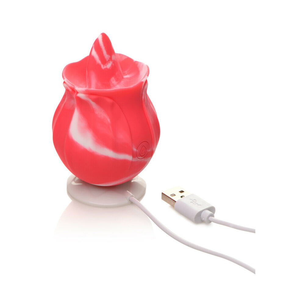 CURVE NOVELTIES - CURVE TOYS GOSSIP CUM INTO BLOOM ROSA RECARREGÁVEL EM SILICONE COM EFEITO DE LAMBEDELA E ROTAÇÃO
