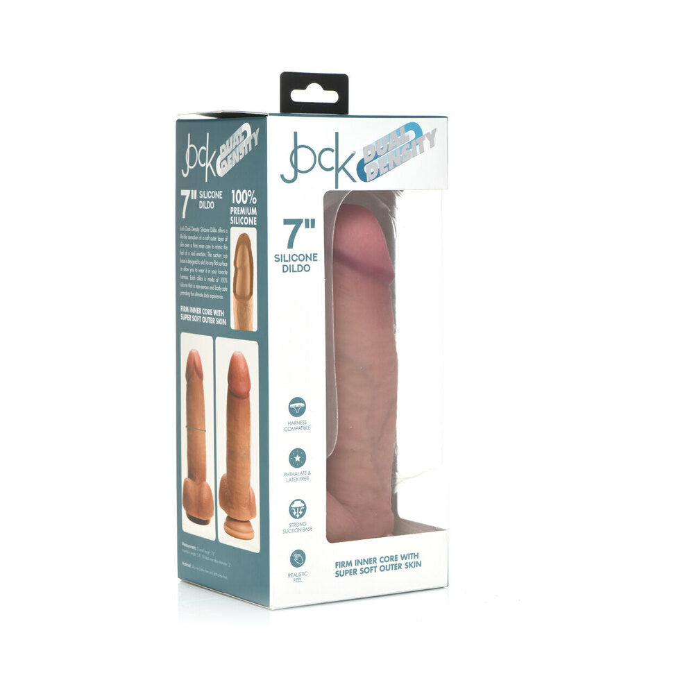 CURVE NOVELTIES - DILDO CURVE TOYS JOCK DE DUPLA DENSIDADE DE 7 POLEGADAS EM SILICONE COM BOLAS E VENTOSA LIGHT