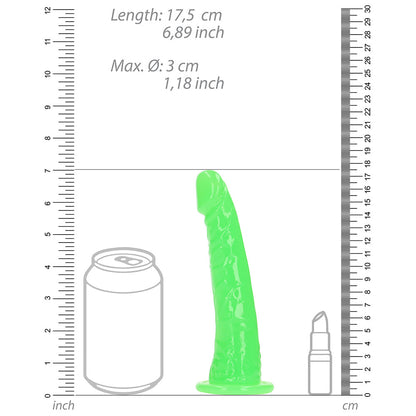 SHOTS - REALROCK GLOW IN THE DARK SLIM 6 IN. DILDO NEON GREEN
