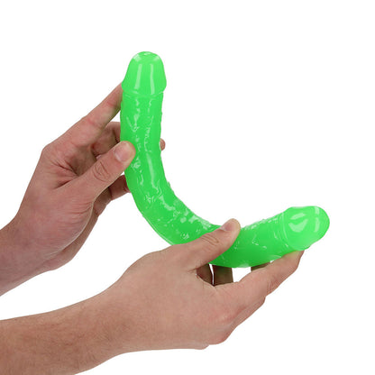 SHOTS - REALROCK GLOW IN THE DARK DOUBLE DONG 12 IN. DUAL ENDED DILDO NEON