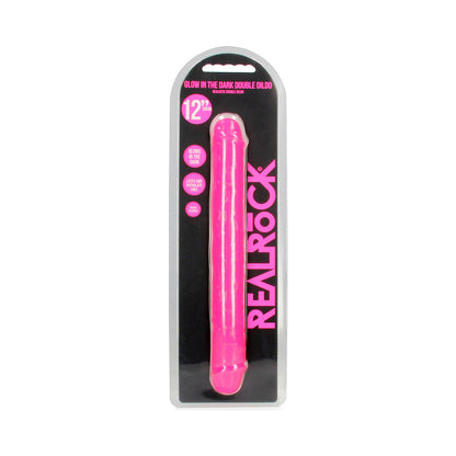 SHOTS - REALROCK GLOW IN THE DARK DOUBLE DONG 12 IN. DUAL ENDED DILDO NEON