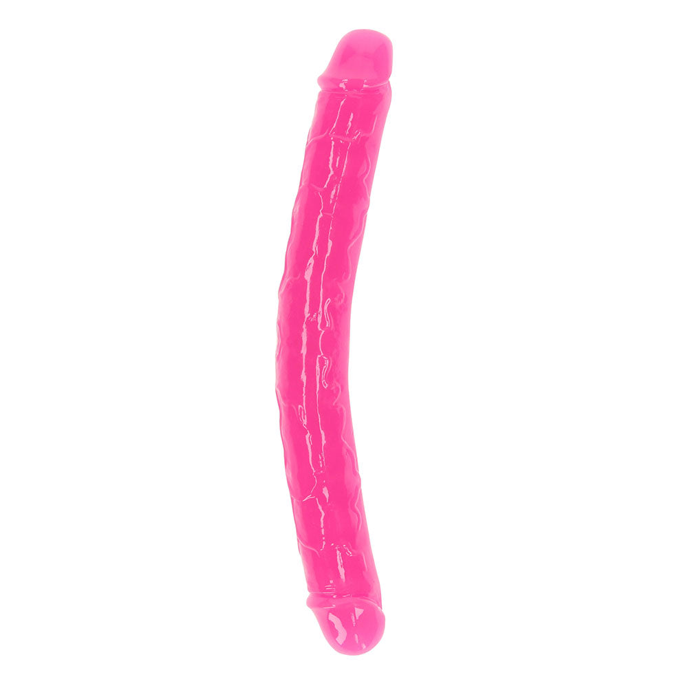 SHOTS - REALROCK GLOW IN THE DARK DOUBLE DONG 12 IN. DUAL ENDED DILDO NEON