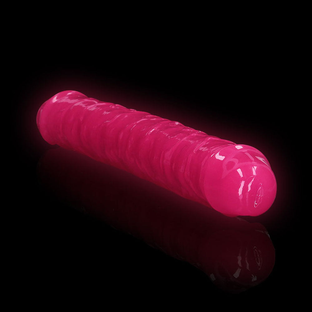 SHOTS - REALROCK GLOW IN THE DARK DOUBLE DONG 12 IN. DUAL ENDED DILDO NEON