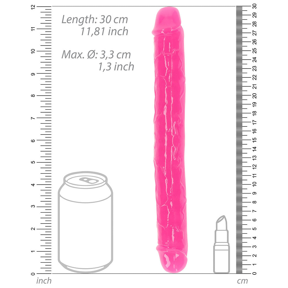 SHOTS - REALROCK GLOW IN THE DARK DOUBLE DONG 12 IN. DUAL ENDED DILDO NEON