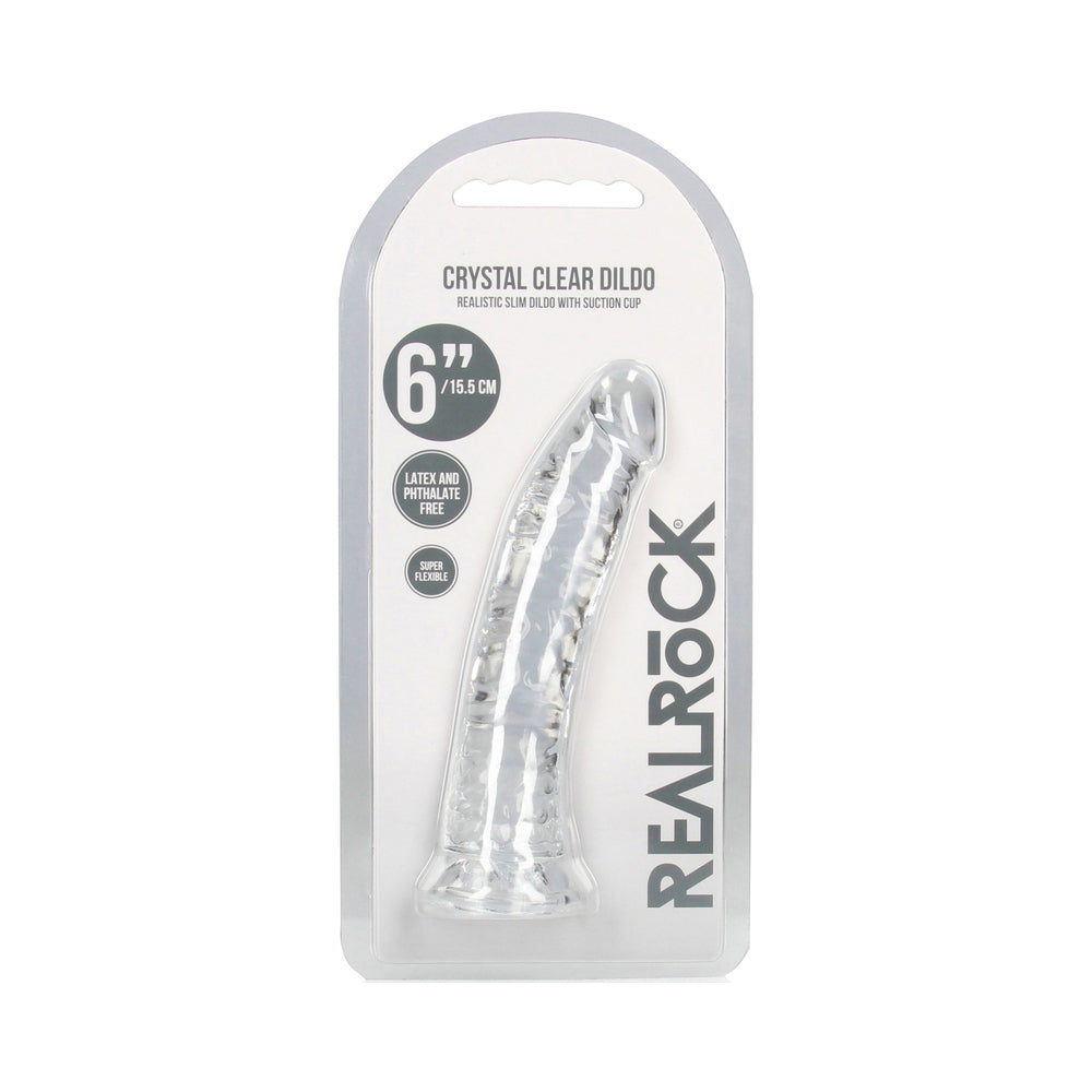 SHOTS - REALROCK CRYSTAL CLEAR SLIM 6 IN. DILDO CLEAR
