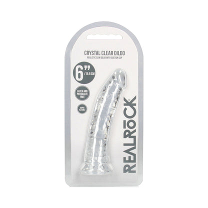 SHOTS - REALROCK CRYSTAL CLEAR SLIM 6 IN. DILDO CLEAR