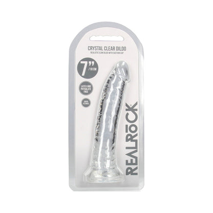 SHOTS - REALROCK CRYSTAL CLEAR SLIM 7 IN. DILDO CLEAR