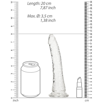 SHOTS - REALROCK CRYSTAL CLEAR SLIM 7 IN. DILDO CLEAR