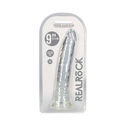 SHOTS - REALROCK CRYSTAL CLEAR SLIM 9 IN. DILDO TRANSPARENTE