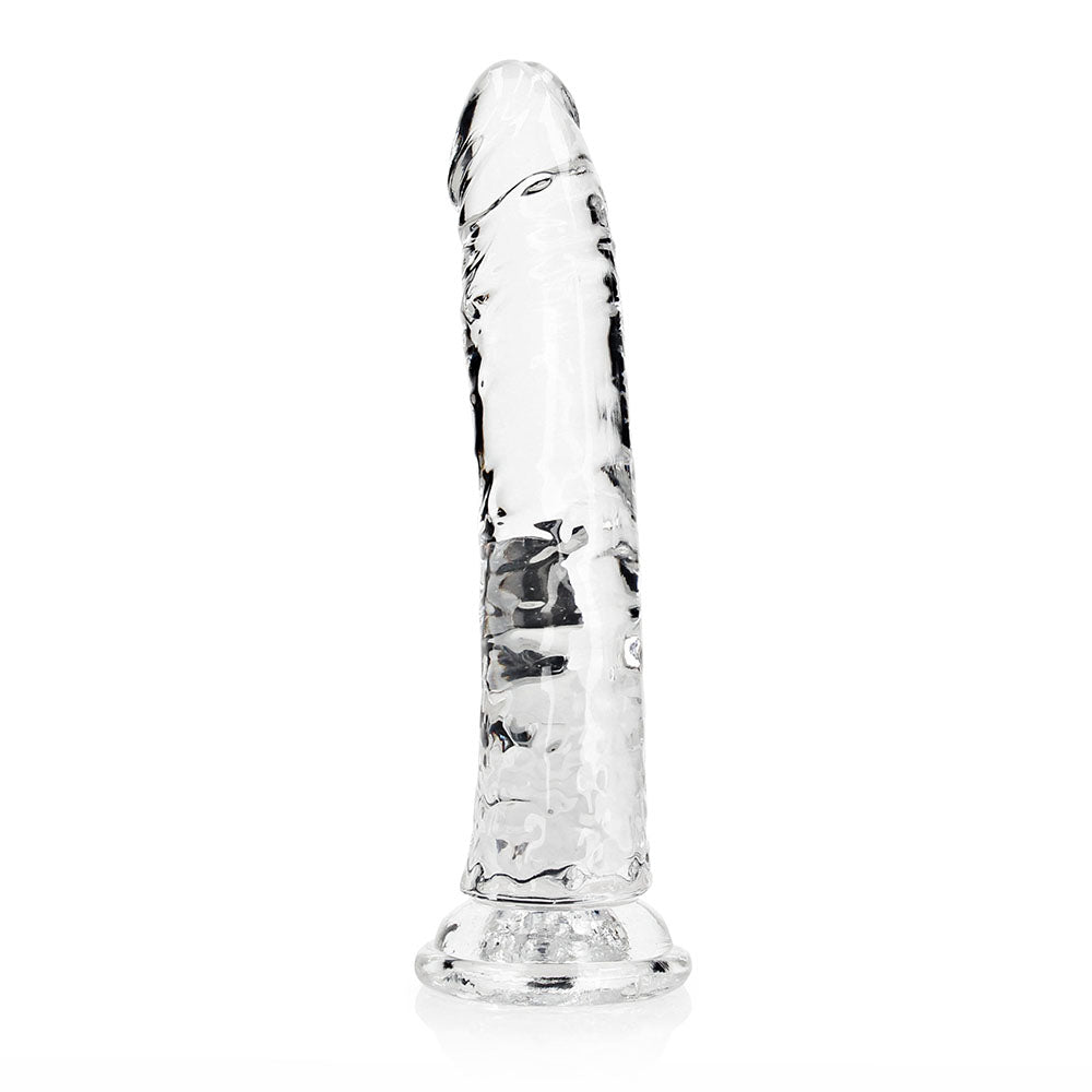 SHOTS - REALROCK CRYSTAL CLEAR SLIM 9 IN. DILDO TRANSPARENTE