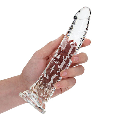 SHOTS - REALROCK CRYSTAL CLEAR SLIM 9 IN. DILDO TRANSPARENTE