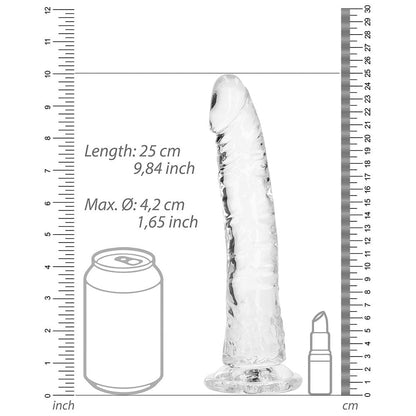SHOTS - REALROCK CRYSTAL CLEAR SLIM 9 IN. DILDO TRANSPARENTE