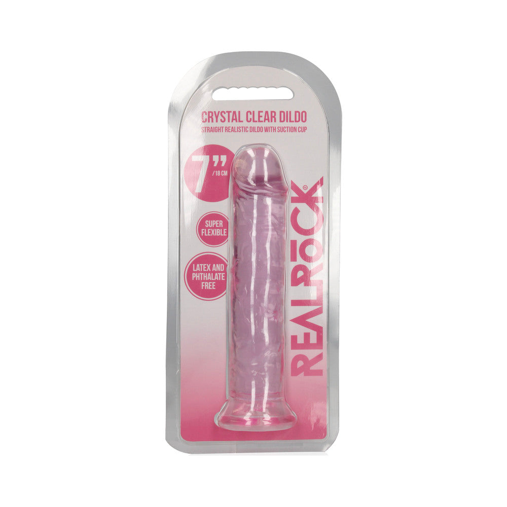 SHOTS - REALROCK CRYSTAL STRAIGHT 7 IN. DILDO WITHOUT BALLS