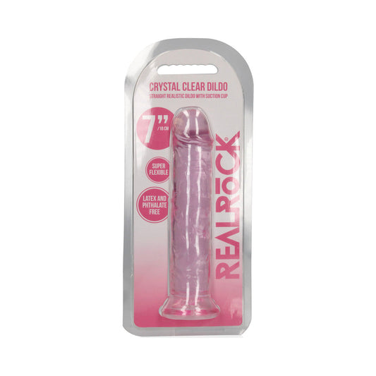 SHOTS - REALROCK CRYSTAL STRAIGHT 7 IN. DILDO WITHOUT BALLS