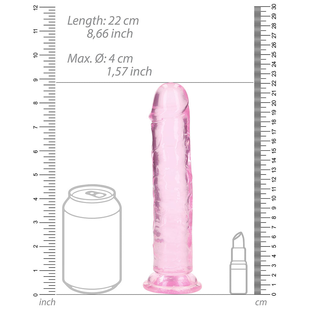 SHOTS - REALROCK CRYSTAL STRAIGHT 8 IN. DILDO WITHOUT BALLS