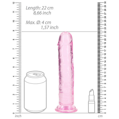 SHOTS - REALROCK CRYSTAL STRAIGHT 8 IN. DILDO WITHOUT BALLS