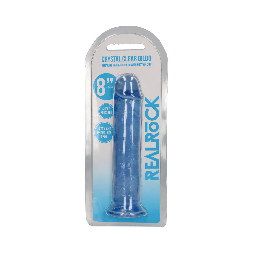 SHOTS - REALROCK CRYSTAL STRAIGHT 8 IN. DILDO WITHOUT BALLS