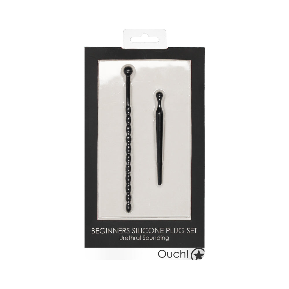 SHOTS - AI! CONJUNTO DE SONDA URETRAL EM SILICONE PARA INICIANTES PRETO 8 MM / 10 MM
