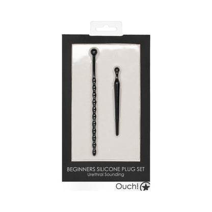 SHOTS - AI! CONJUNTO DE SONDA URETRAL EM SILICONE PARA INICIANTES PRETO 8 MM / 10 MM
