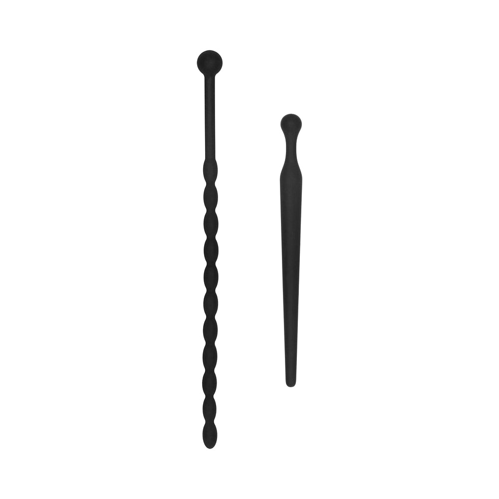 SHOTS - AI! CONJUNTO DE SONDA URETRAL EM SILICONE PARA INICIANTES PRETO 8 MM / 10 MM