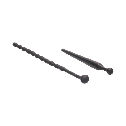 SHOTS - AI! CONJUNTO DE SONDA URETRAL EM SILICONE PARA INICIANTES PRETO 8 MM / 10 MM