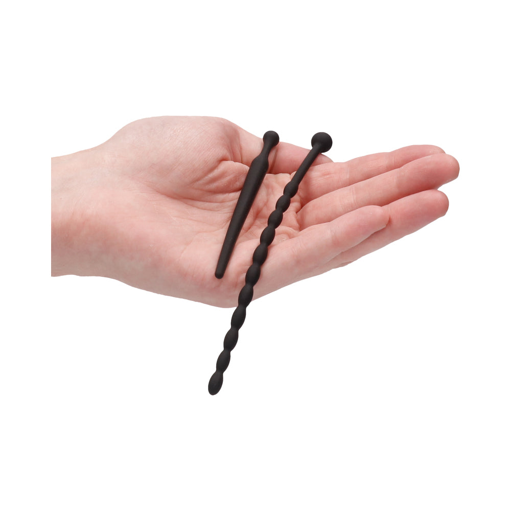 SHOTS - AI! CONJUNTO DE SONDA URETRAL EM SILICONE PARA INICIANTES PRETO 8 MM / 10 MM