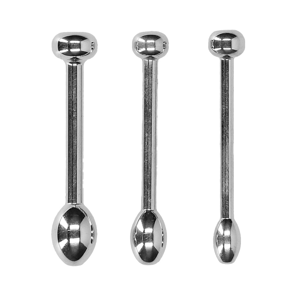 SHOTS - OUCH! STAINLESS STEEL URETHRAL SOUNDING PLUG SET 6 MM / 8 MM / 10 MM