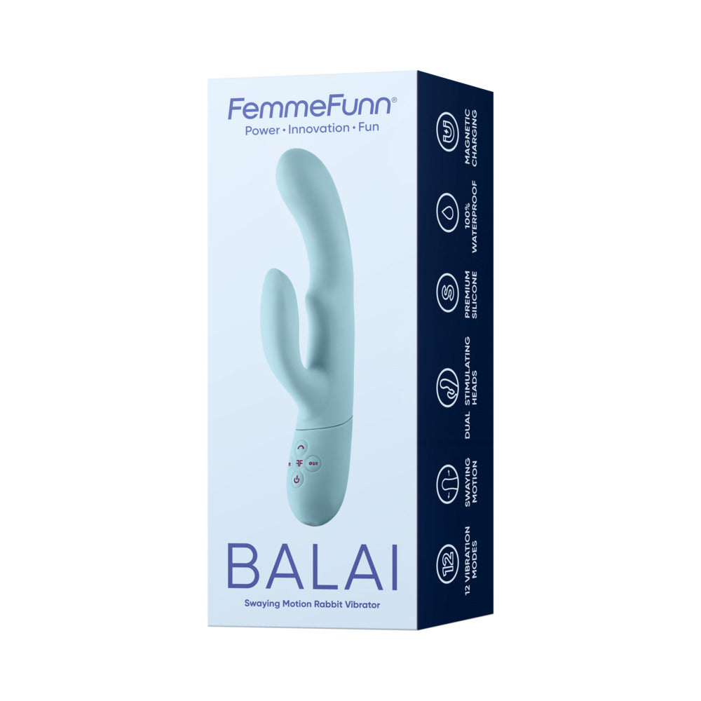 FEMMEFUNN - RECHARGEABLE SILICONE SWAYING MOTION DUAL STIMULATION VIBRATOR LIGHT BLUE
